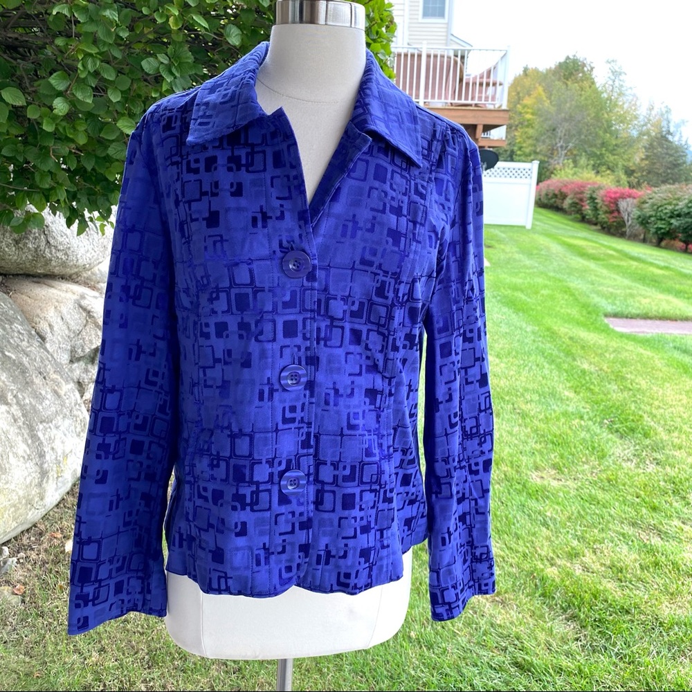 Chico’s Button Front Blue Jacket - Picture 2 of 14